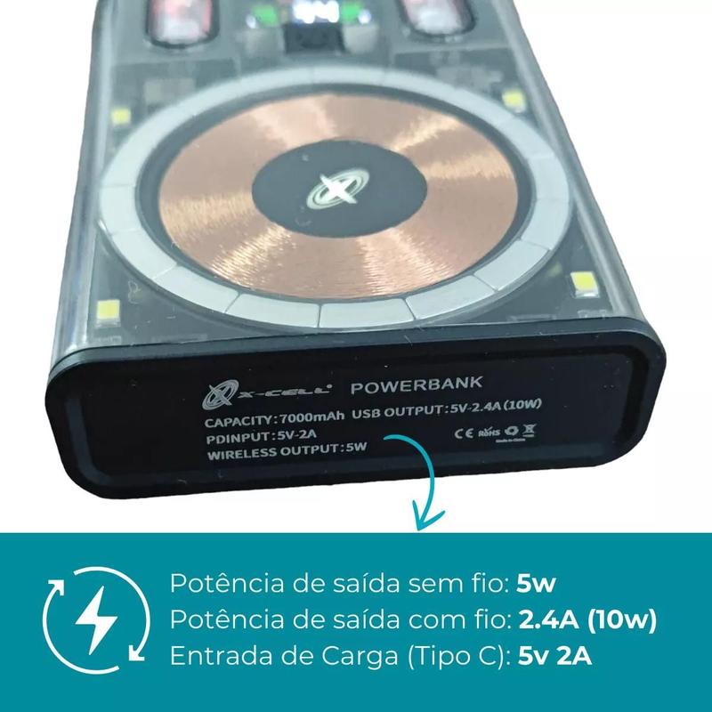 Fone de Ouvido XC-BANK-32 Bluetooth Tws Carregador Power Bank